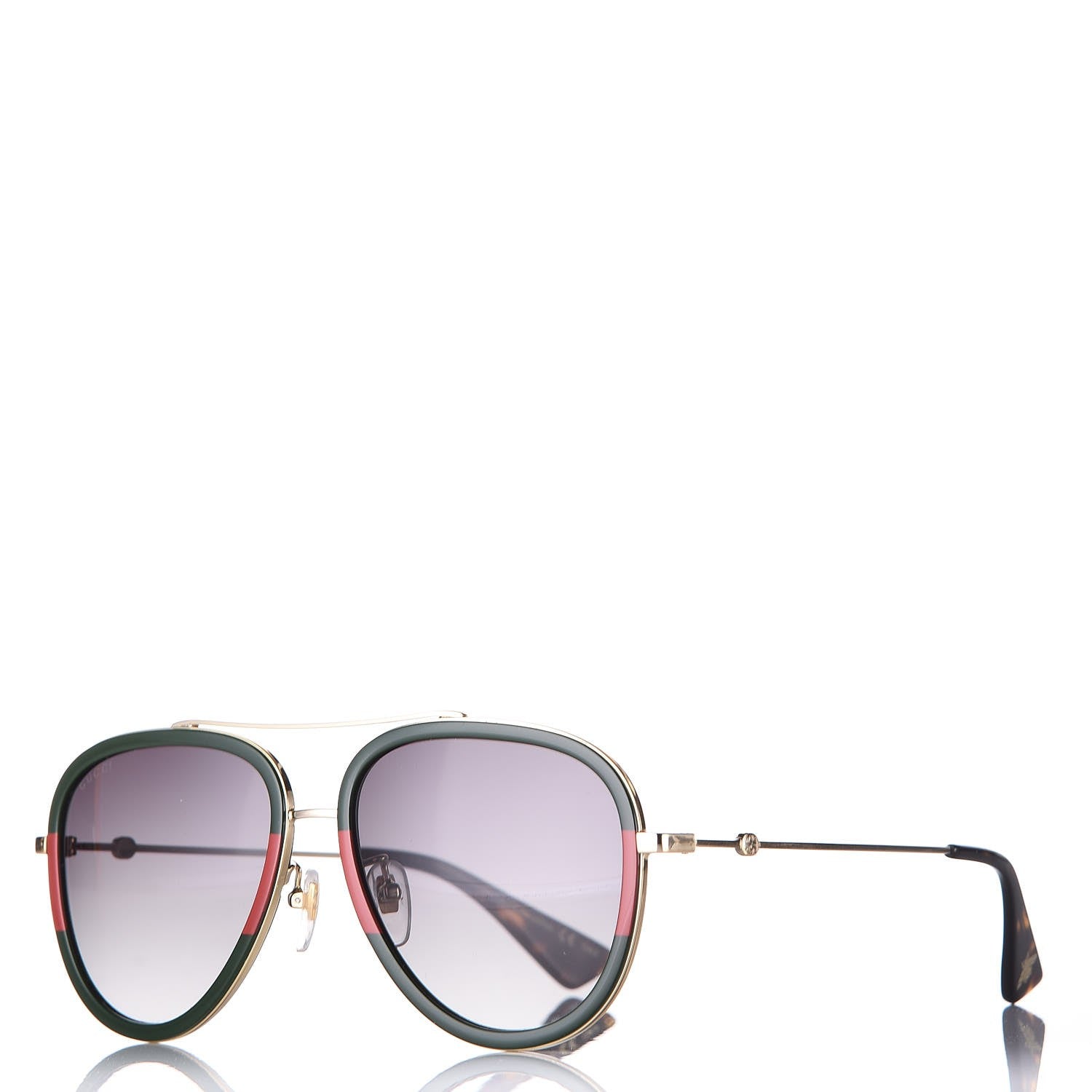 Gucci Web Aviator Sunglasses GG0062S Green Red 1 of 8