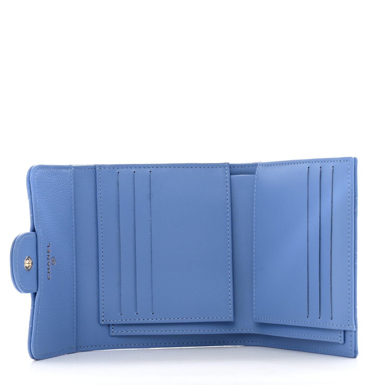 Chanel Caviar Quilted Compact Flap Wallet Blue 5 of 9