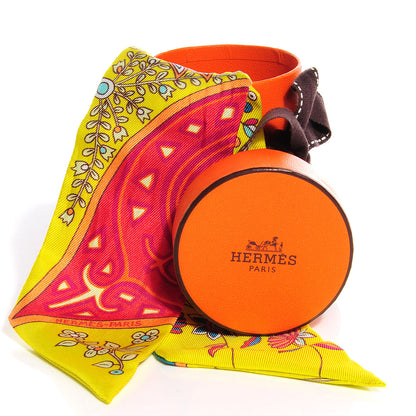 Hermes Silk L'Arbre De Vie Twilly Jaune Fluo Canard Rose 3 of 5