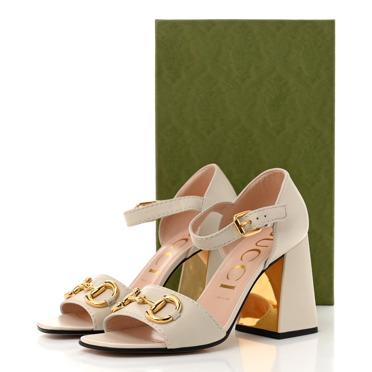 Nappa Horsebit Cross Strap 95mm Sandals 40 Mystic White