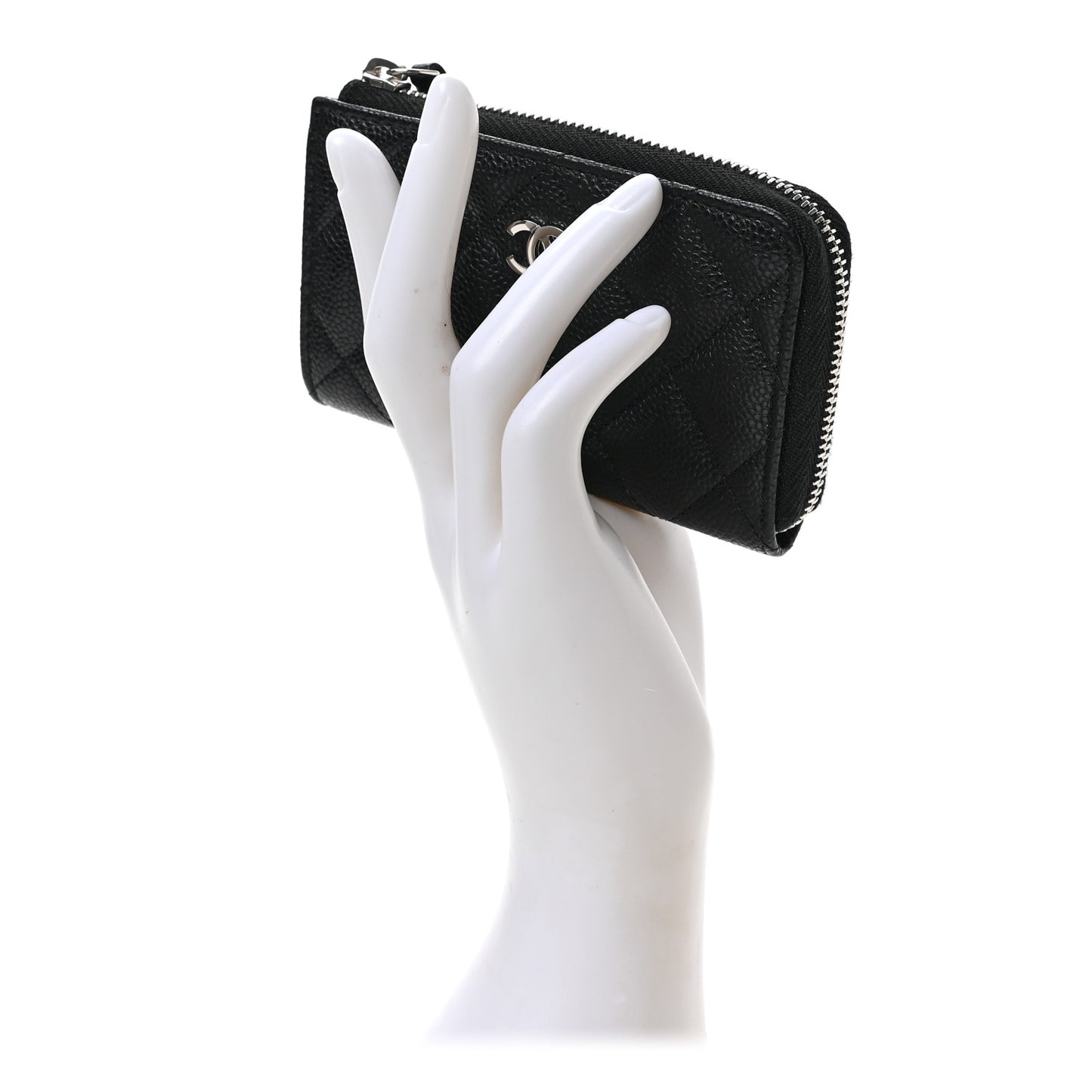Caviar Quilted Zipped Key Holder Case Black