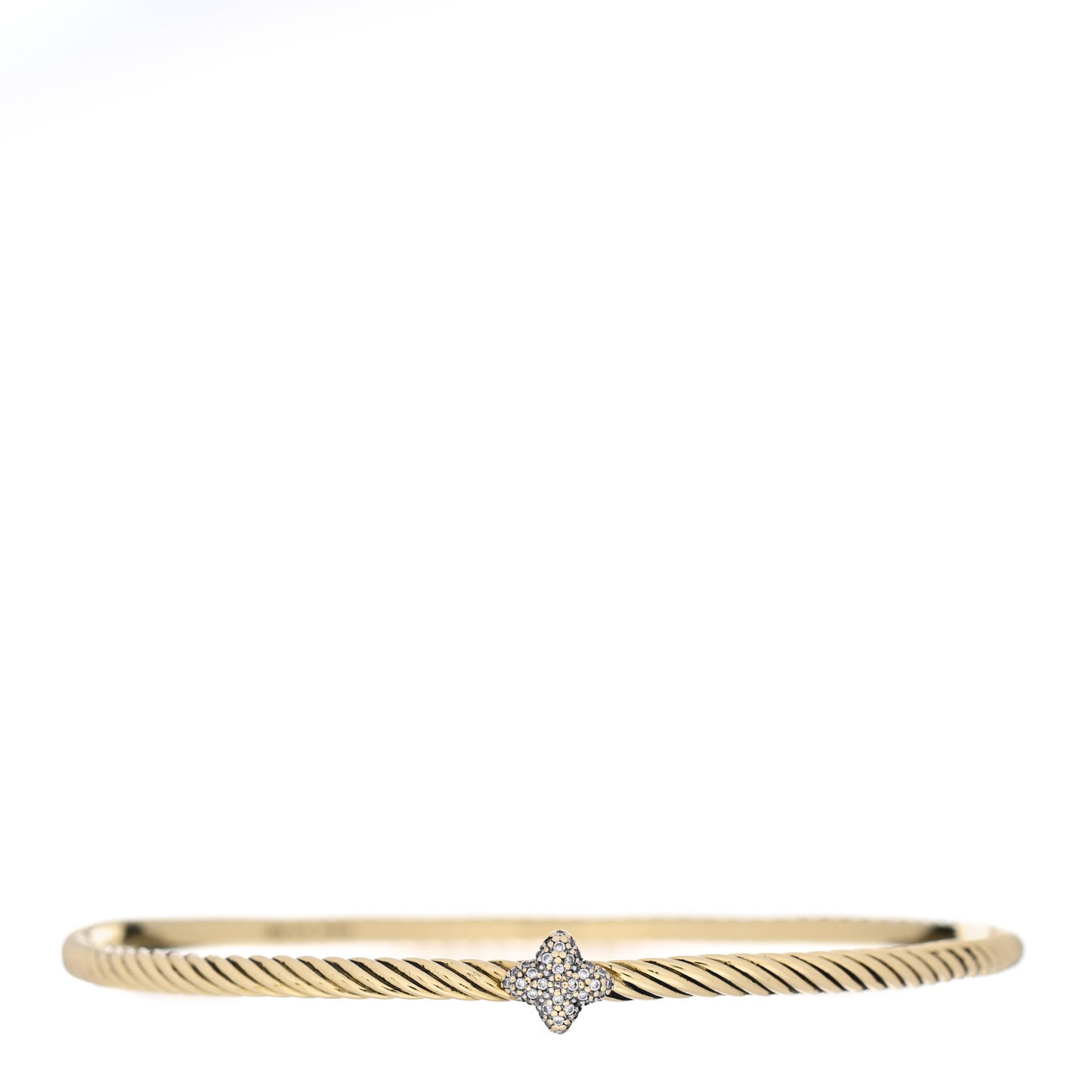 18K Yellow Gold Diamond Quatrefoil Bangle Bracelet
