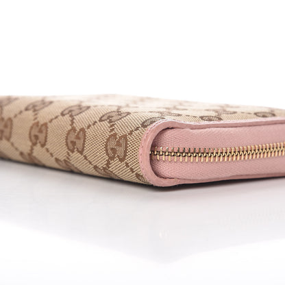 Gucci Monogram Dollar Calfskin Zip Around Compact Wallet Beige Ebony Soft Pink 8 of 10