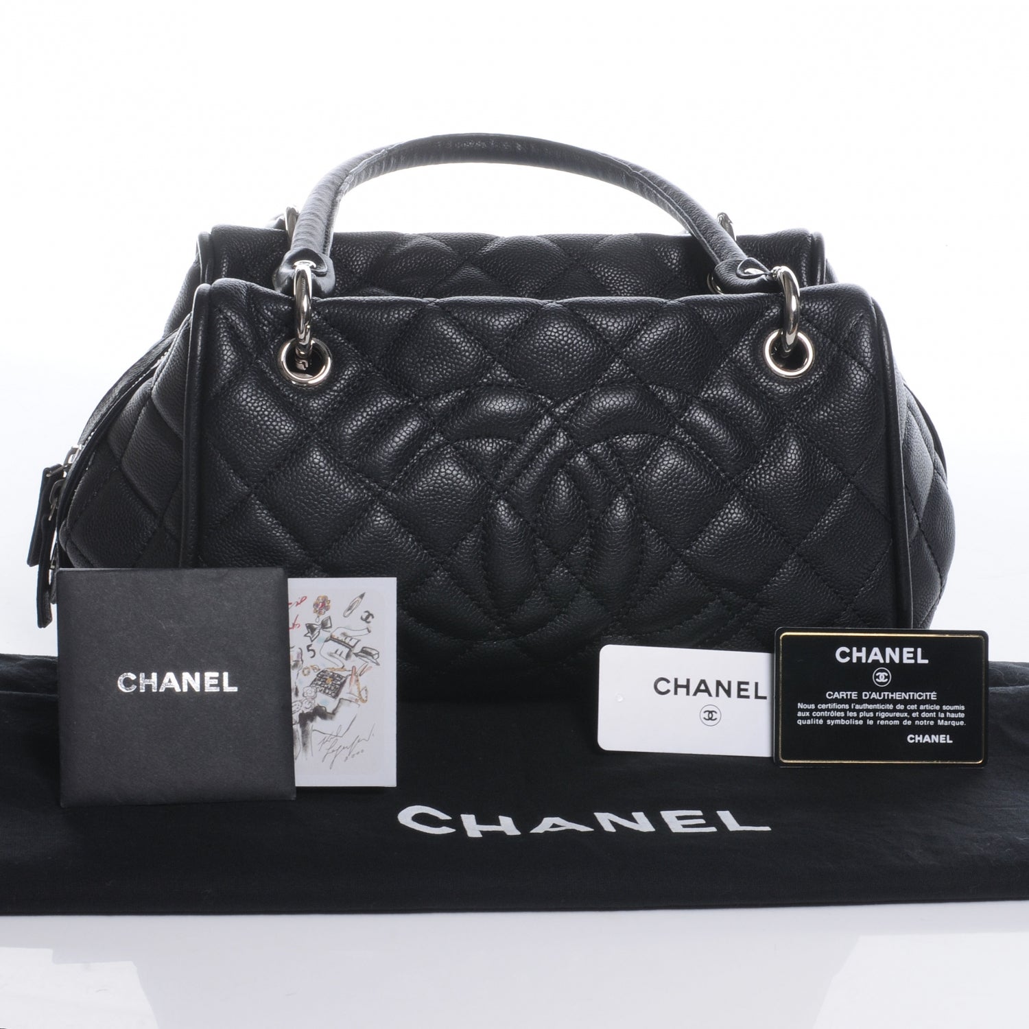 Chanel Caviar Quilted Timeless Bowler Black 5 of 8