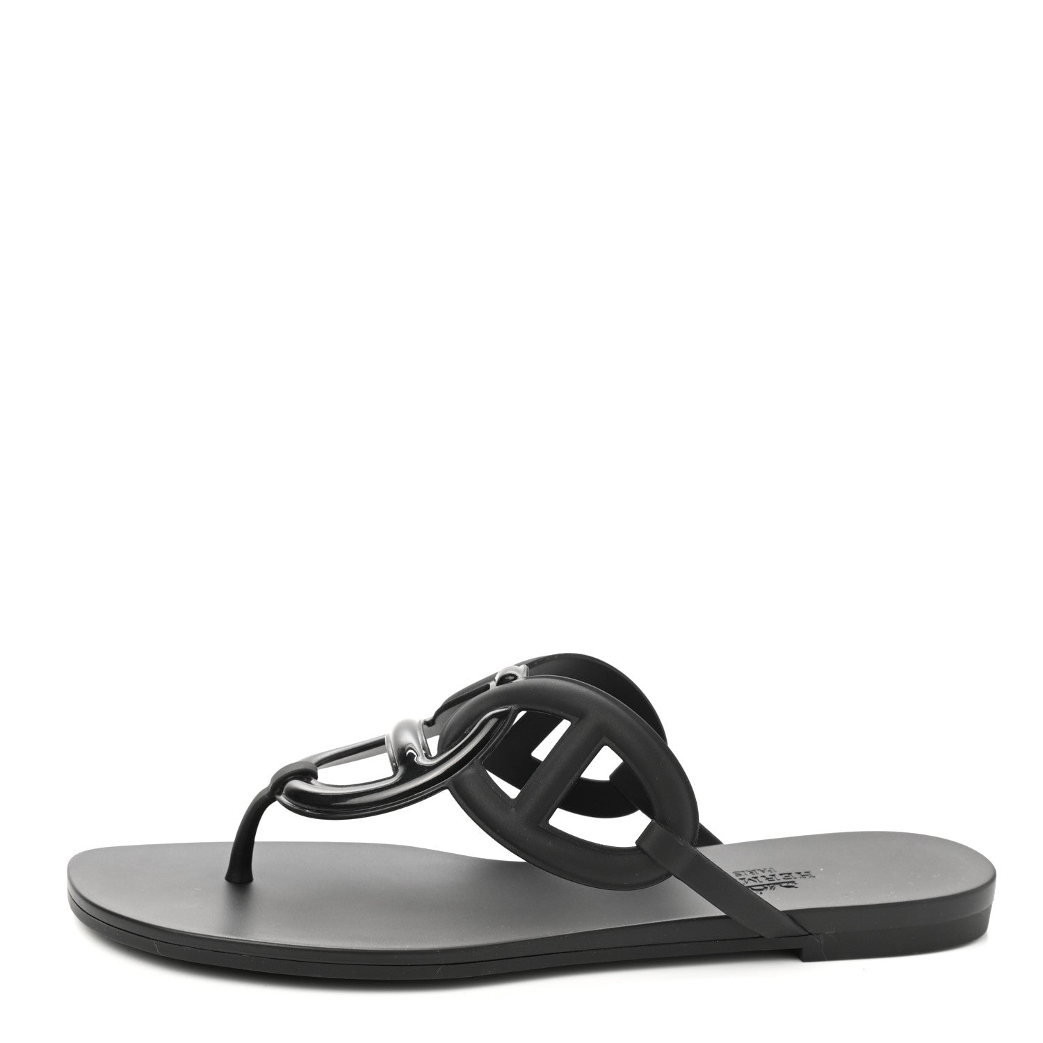 Hermes Rubber Womens Egerie Sandals 39 Black 1 of 8