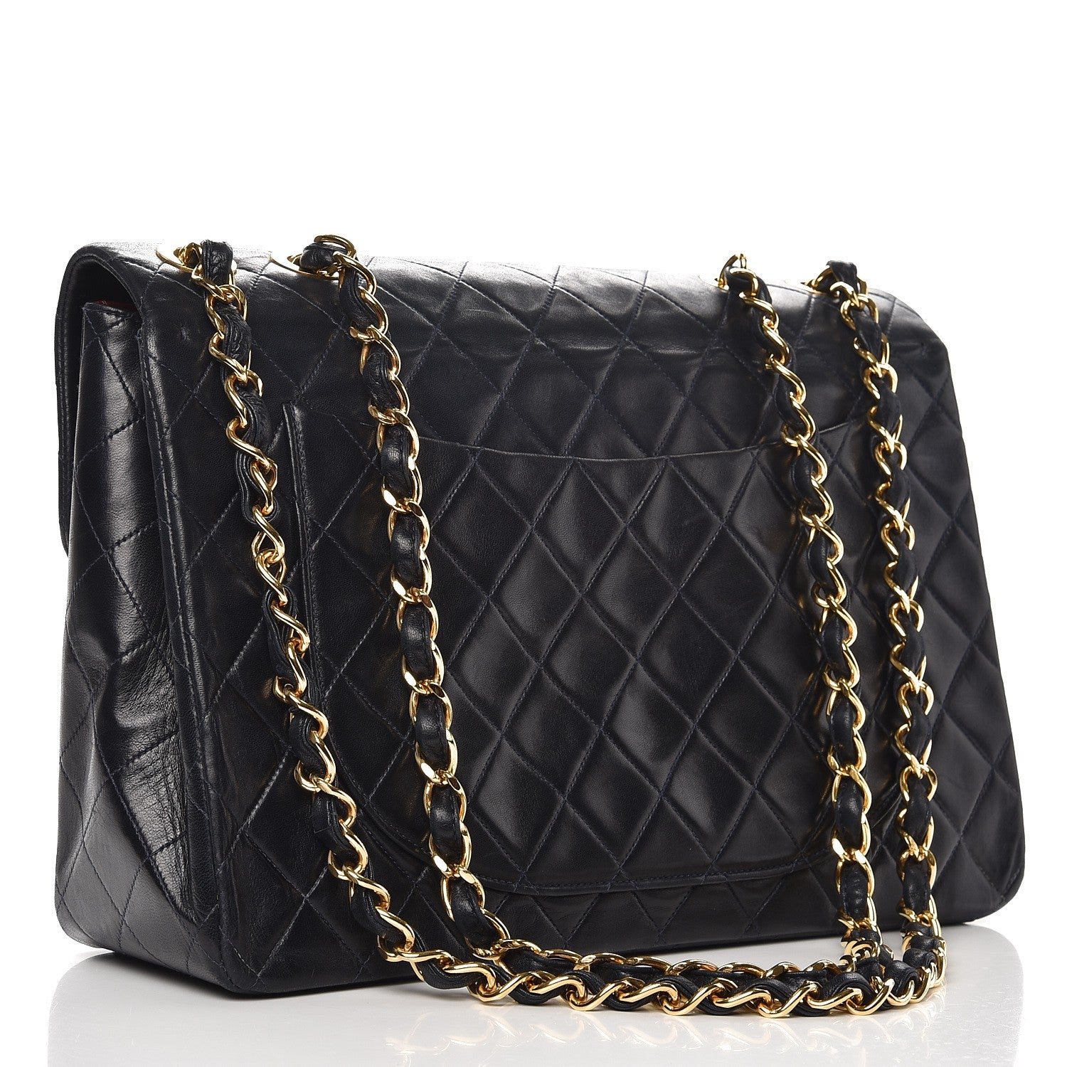 Chanel Lambskin Quilted XL Jumbo Single Flap Navy 3 of 9