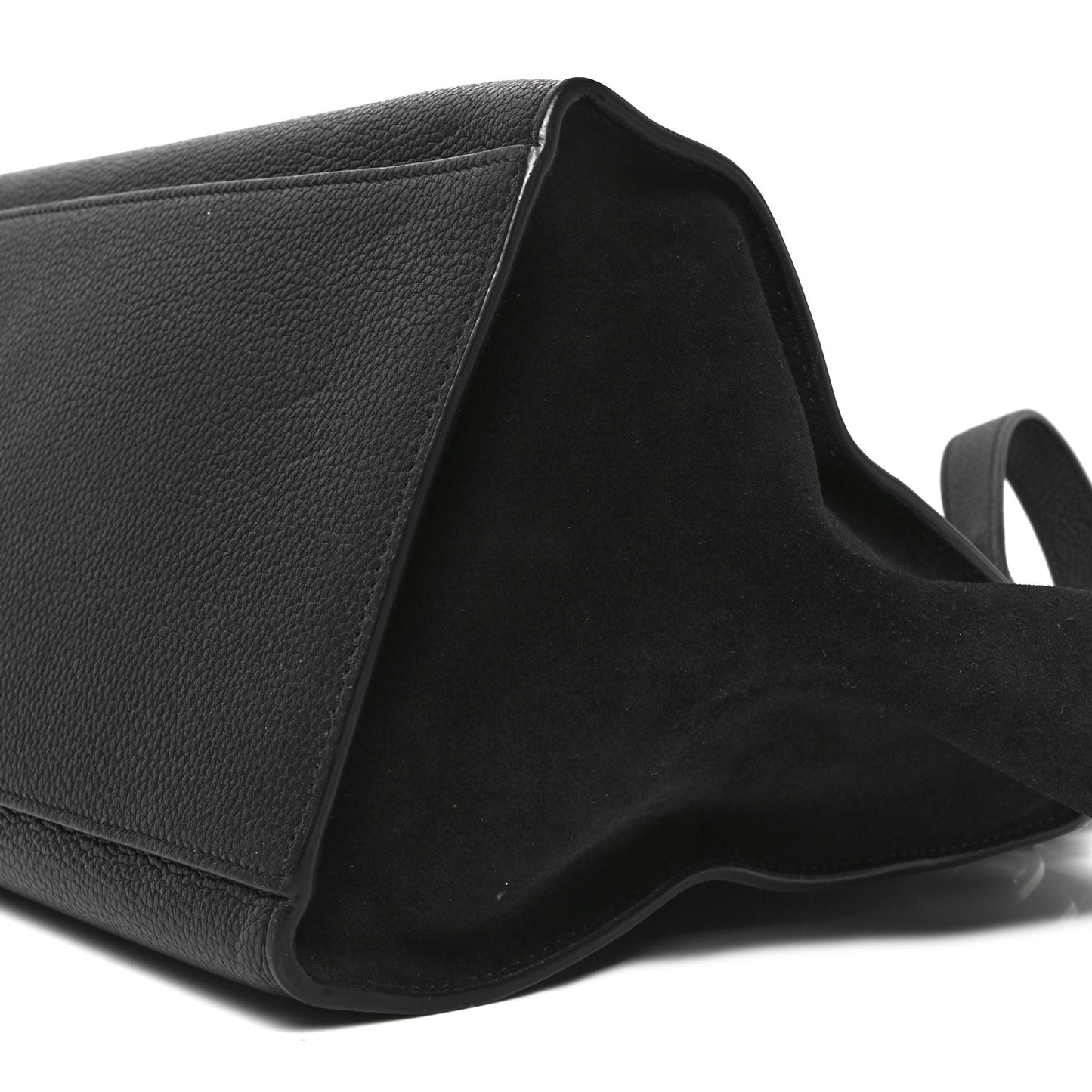 Drummed Calfskin Suede Small Trapeze Black