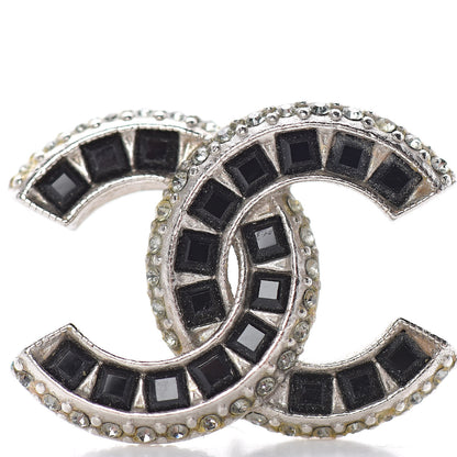 Chanel Baguette Crystal CC Earrings Silver Black 6 of 8