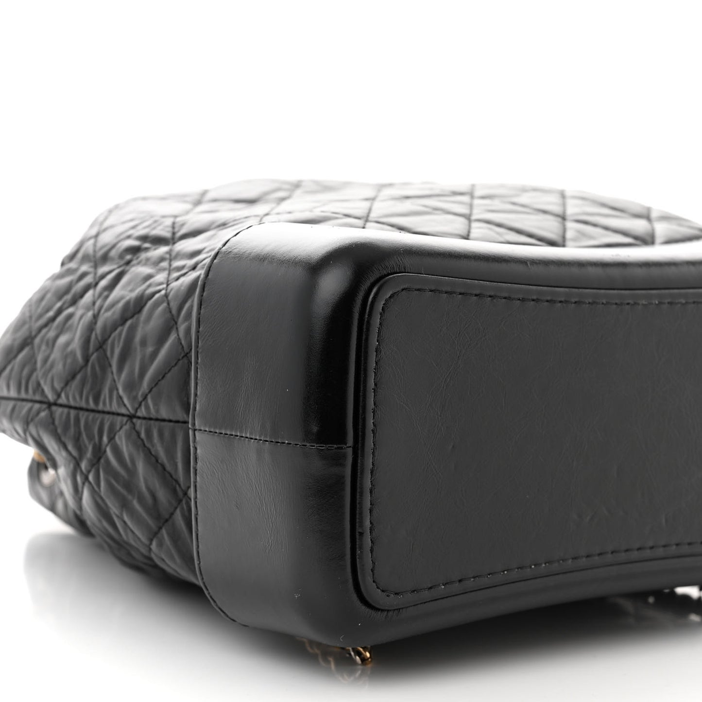 Aged Calfskin Quilted Gabrielle Backpack Black