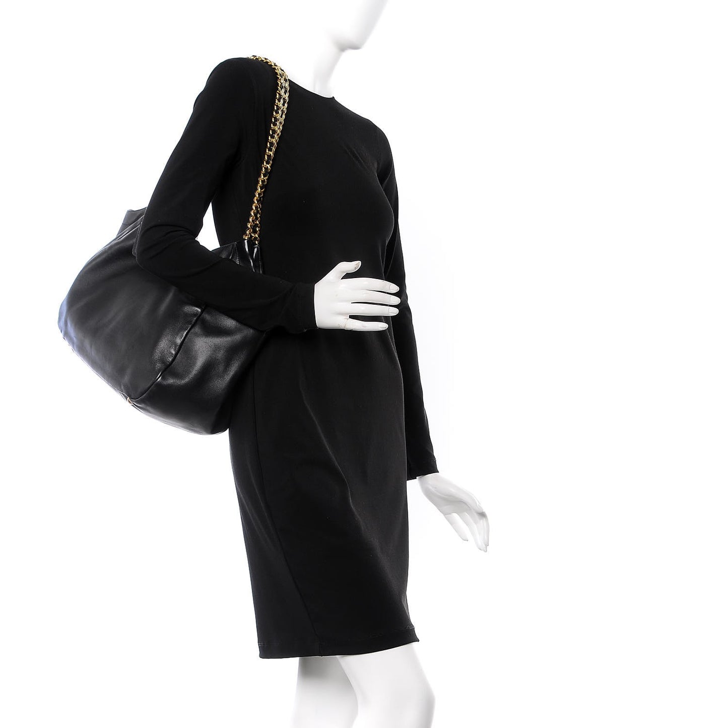 Soft Calf Chain Tote Black