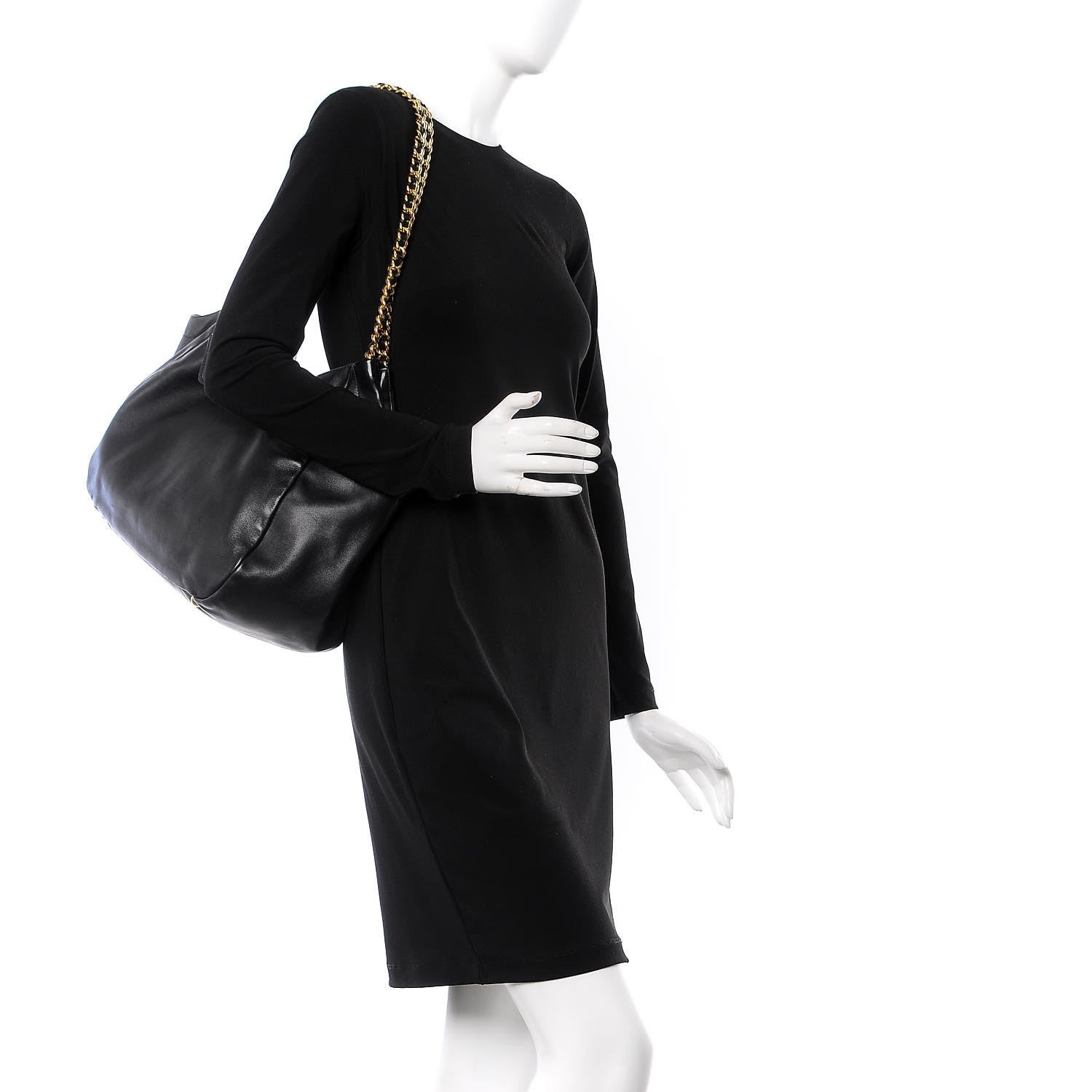 Prada Soft Calf Chain Tote Black 2 of 13