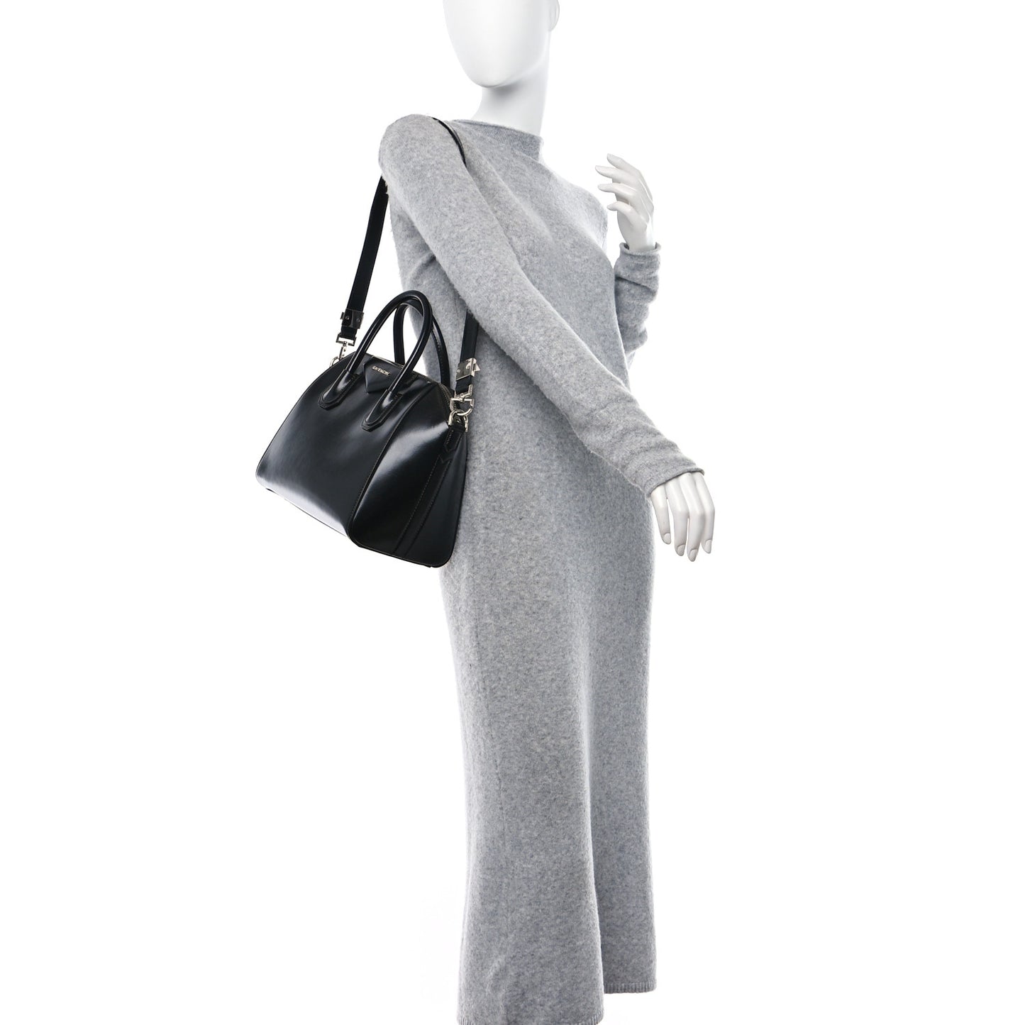 Shiny Lord Calfskin Small Antigona Black