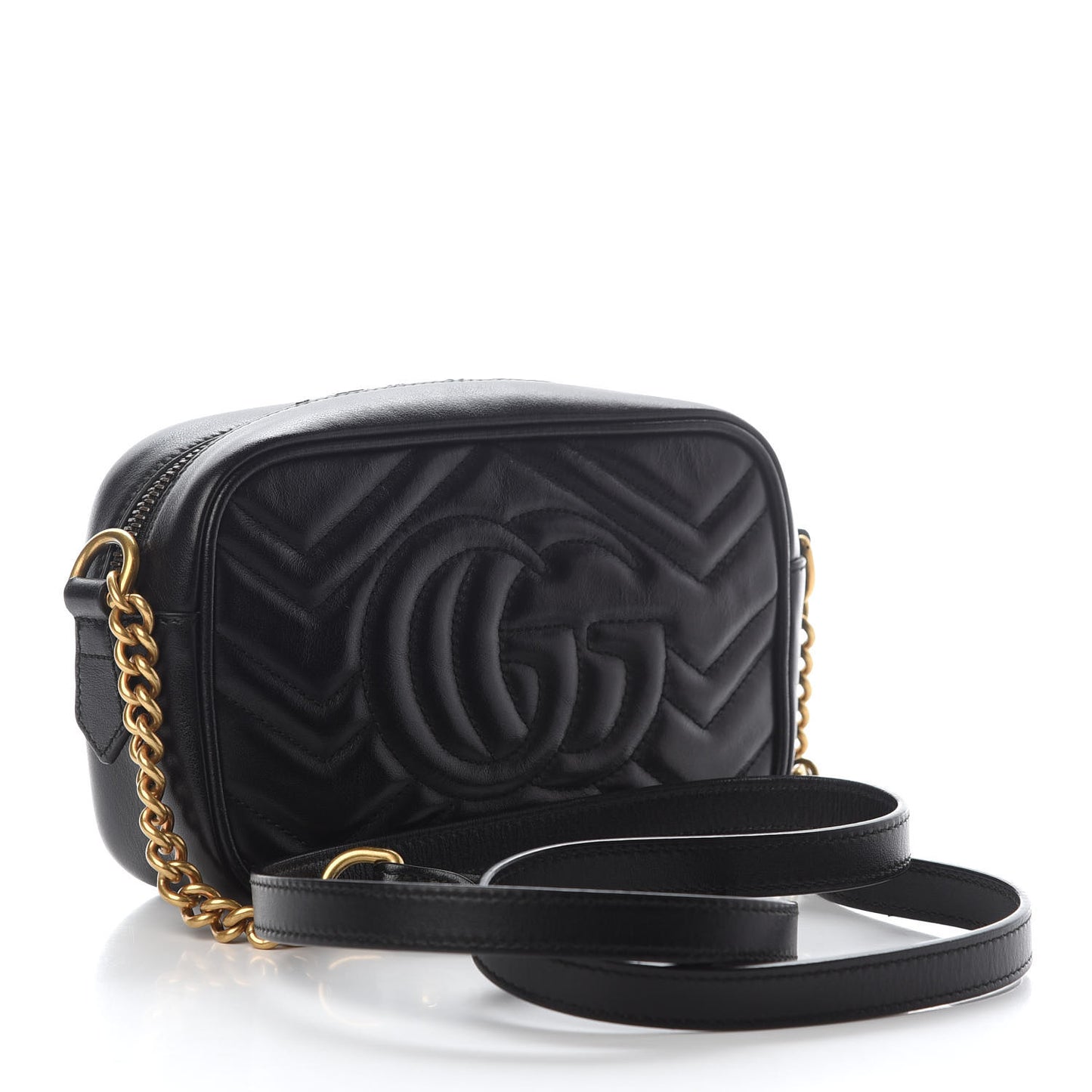Calfskin Matelasse Mini GG Marmont Chain Shoulder Bag Black