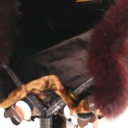 Prada Velvet Sequin Studded Fur Wristlet Handbag Multicolor 5 of 10