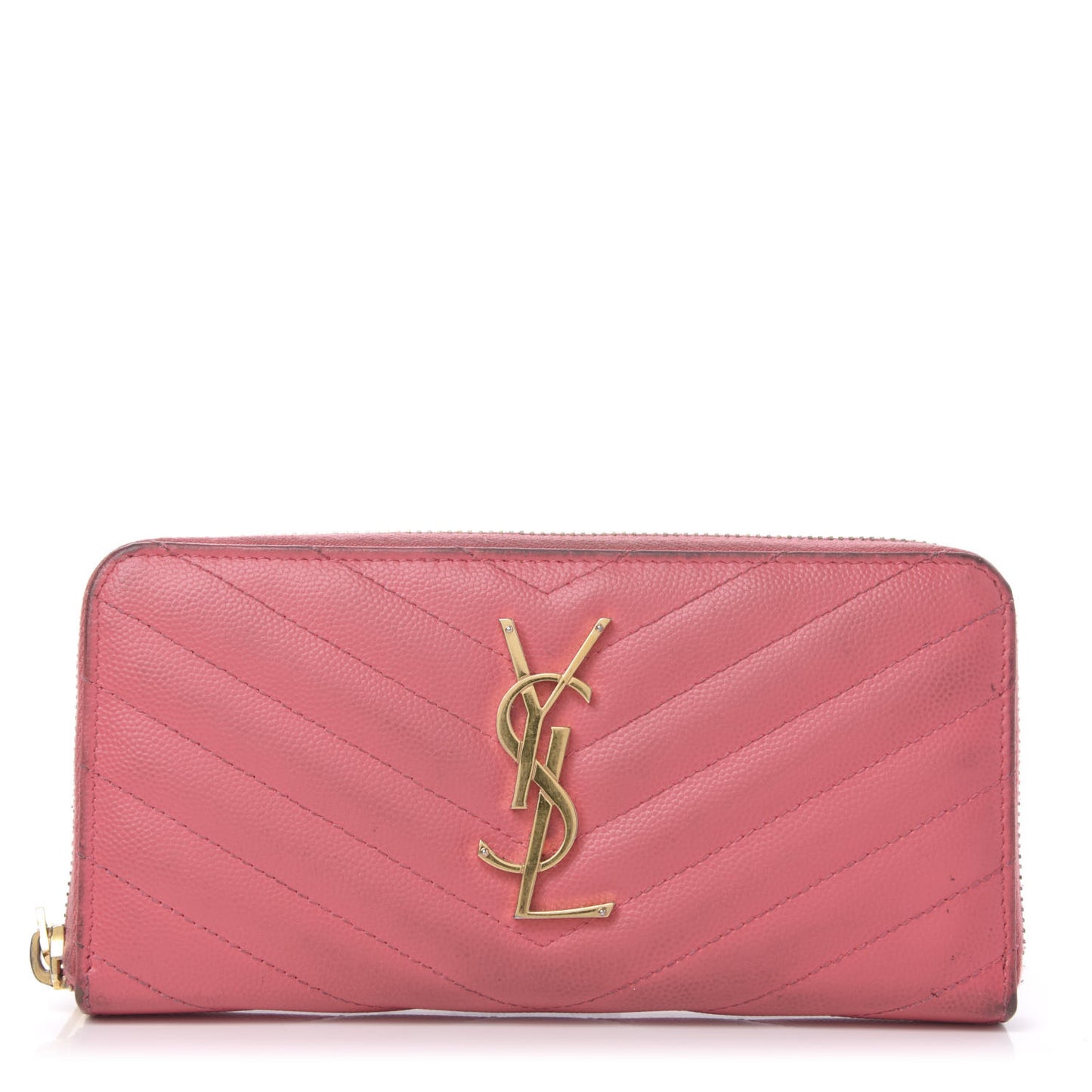 Grain De Poudre Matelasse Chevron Monogram Zip Around Wallet Bubblegum