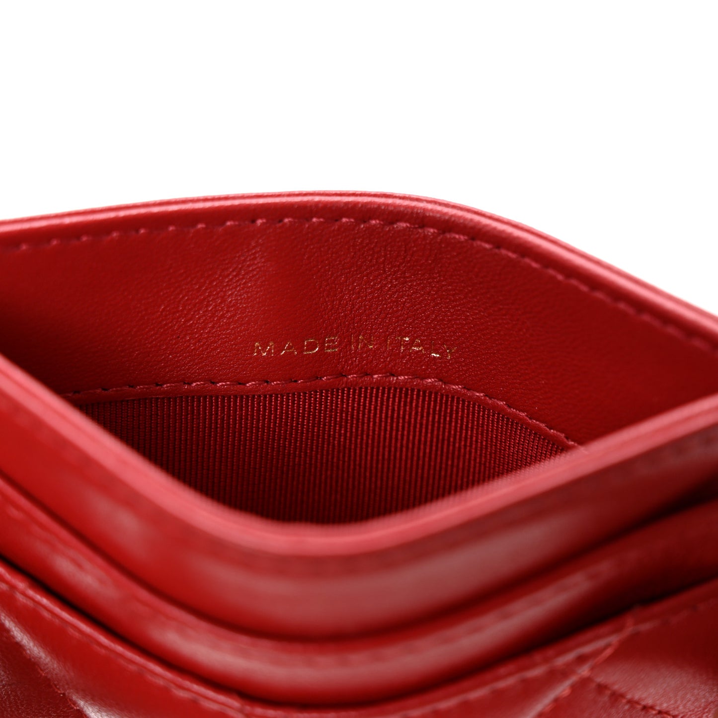 Lambskin Quilted Card Holder Red