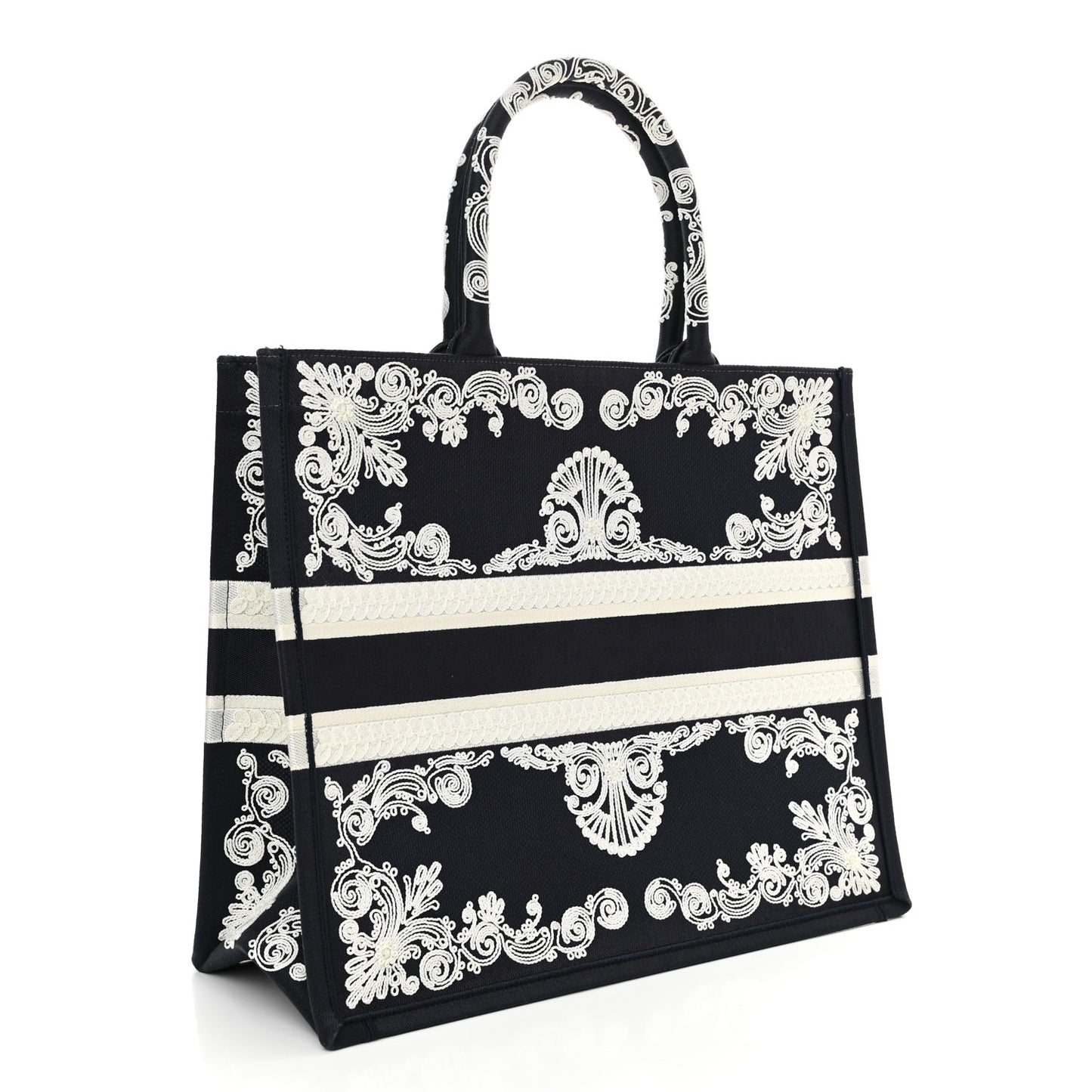 Canvas Embroidered Cornely Book Tote Blue White