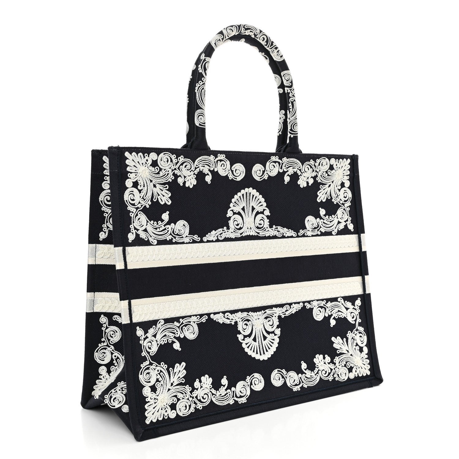 Christian Dior Canvas Embroidered Cornely Book Tote Blue White 3 of 13