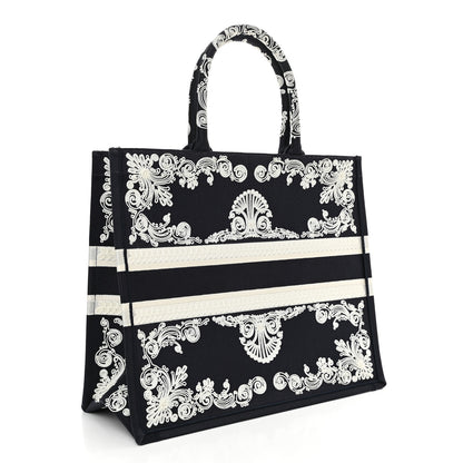 Christian Dior Canvas Embroidered Cornely Book Tote Blue White 3 of 13