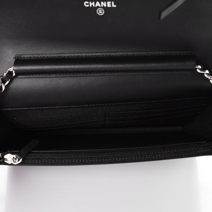 Chanel Patent Calfskin Quilted Boy Wallet On Chain WOC Black 5 of 9