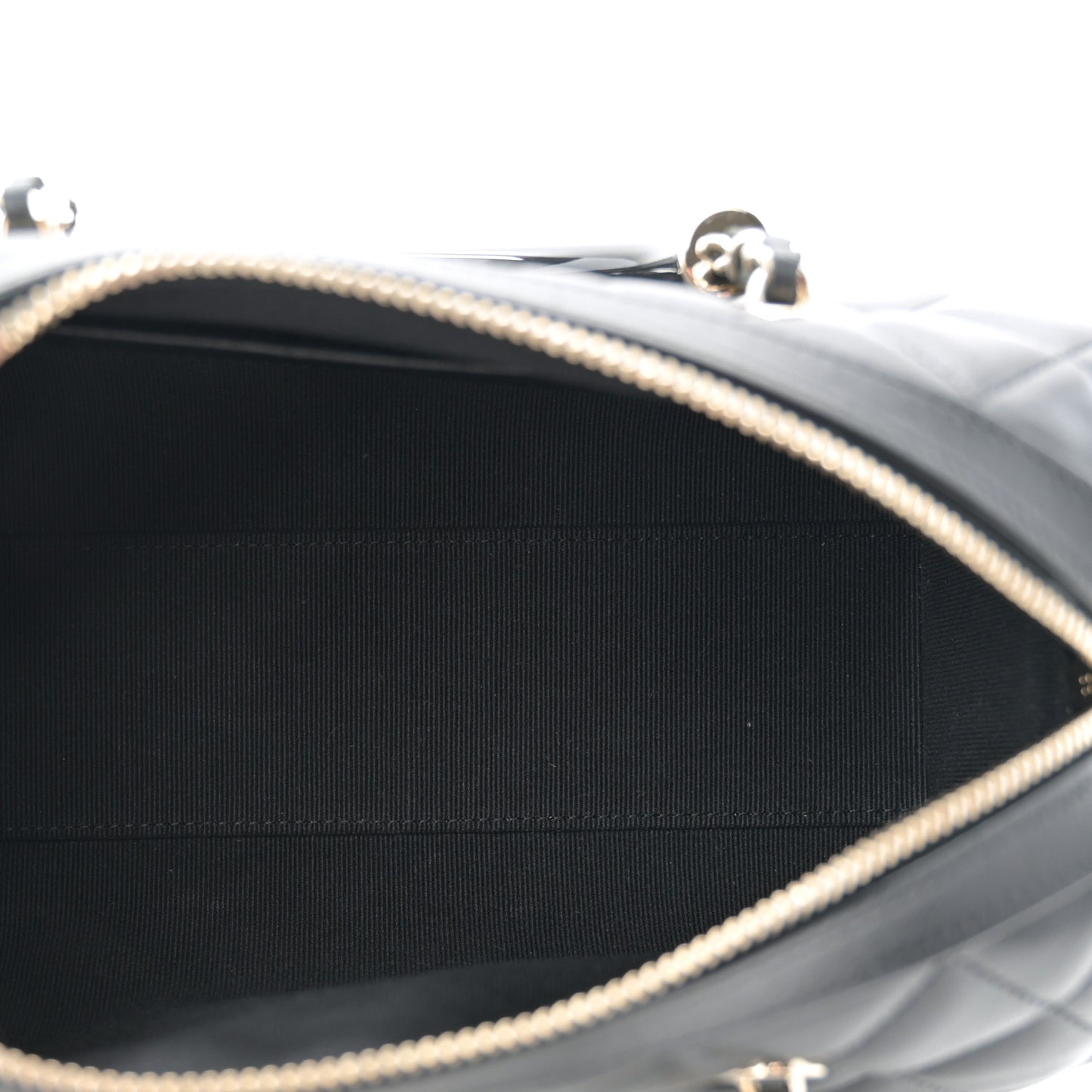 Lambskin Quilted Mini Bowling Bag Black
