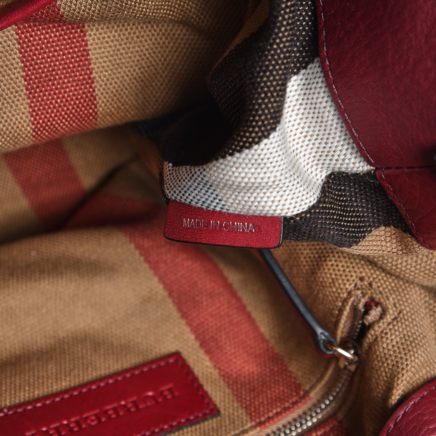 Grainy Calfskin House Check Small Maidstone Burgundy Red