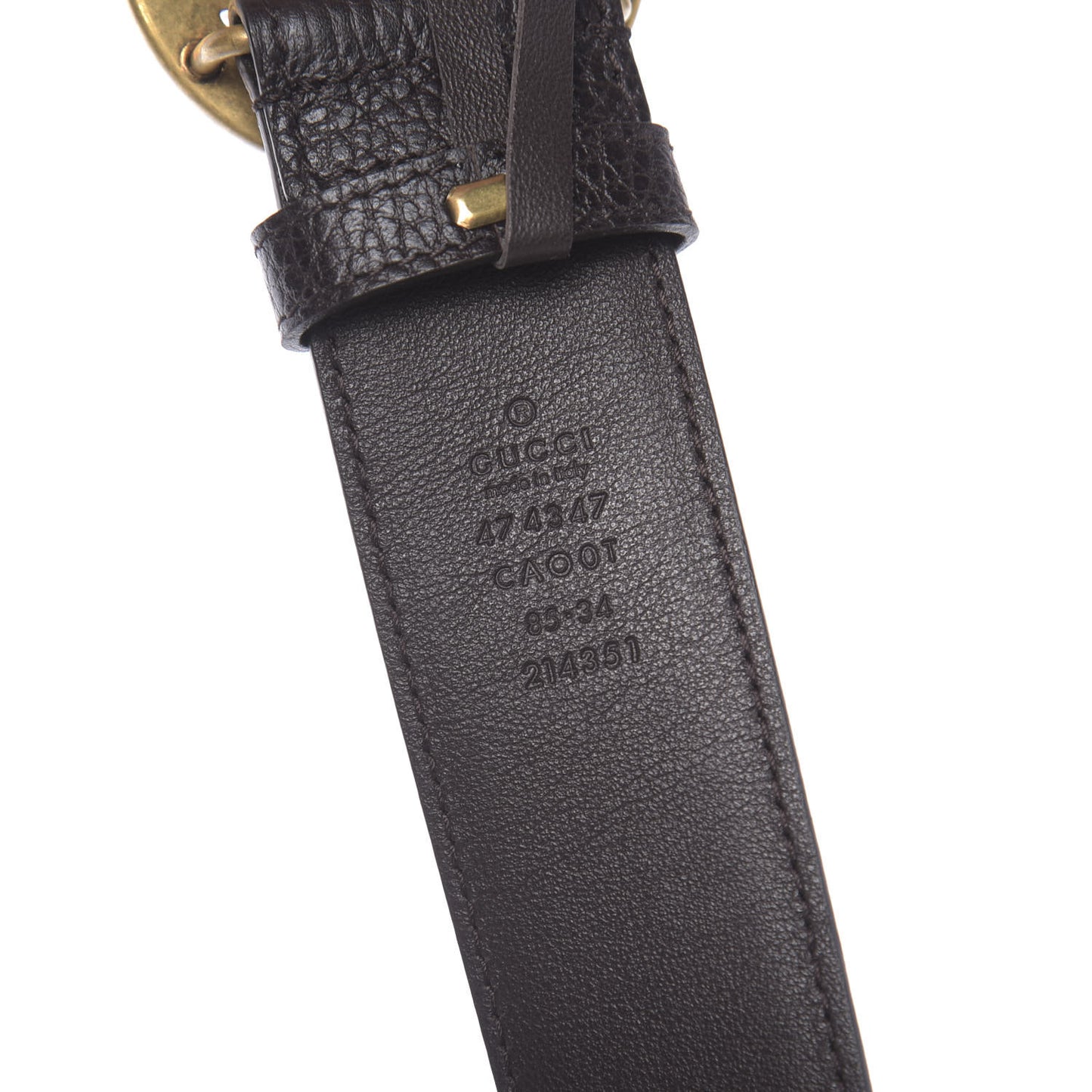 Dollar Calfskin Interlocking G Belt 85 34 Dark Brown