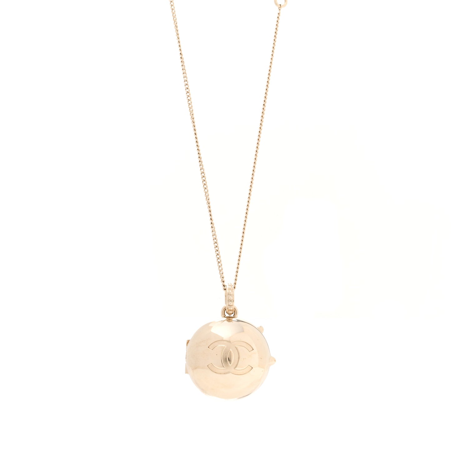 Metal CC Locket Necklace Gold
