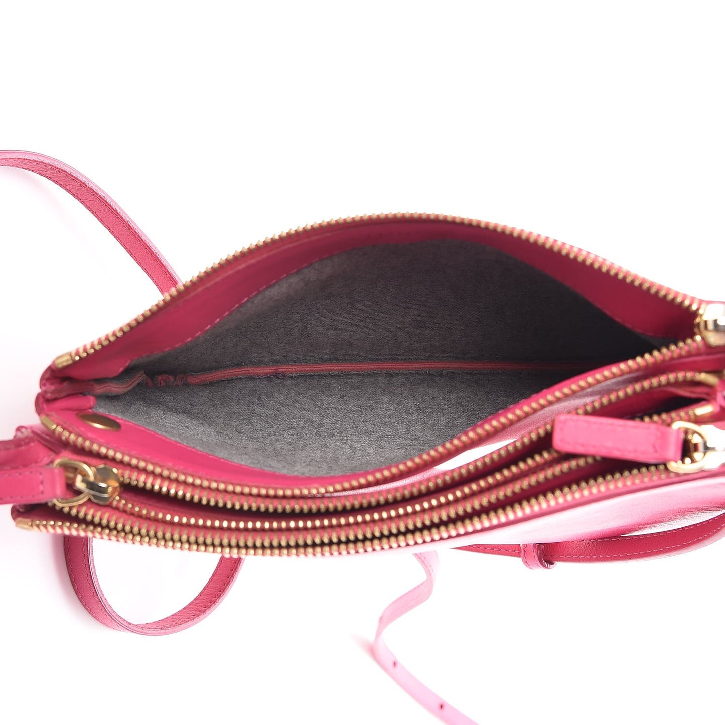 Lambskin Small Trio Crossbody Bag Fluo Fuchsia
