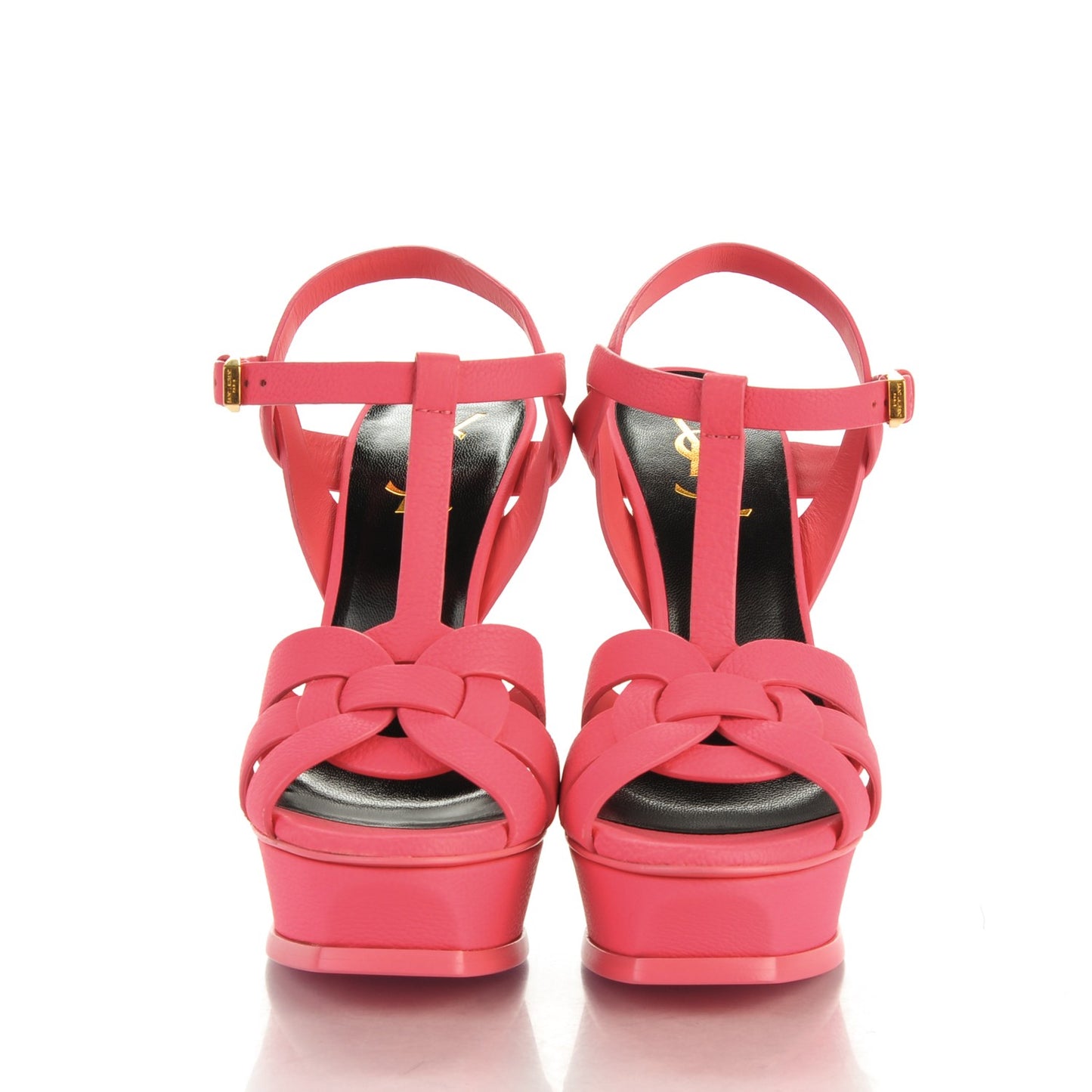 Grained Calfskin Tribute 105 Platform Sandals 37 Rose Clair