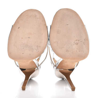 Jimmy Choo Mirror Calfskin Lang Sandals 38.5 Silver Liquid 7 of 9