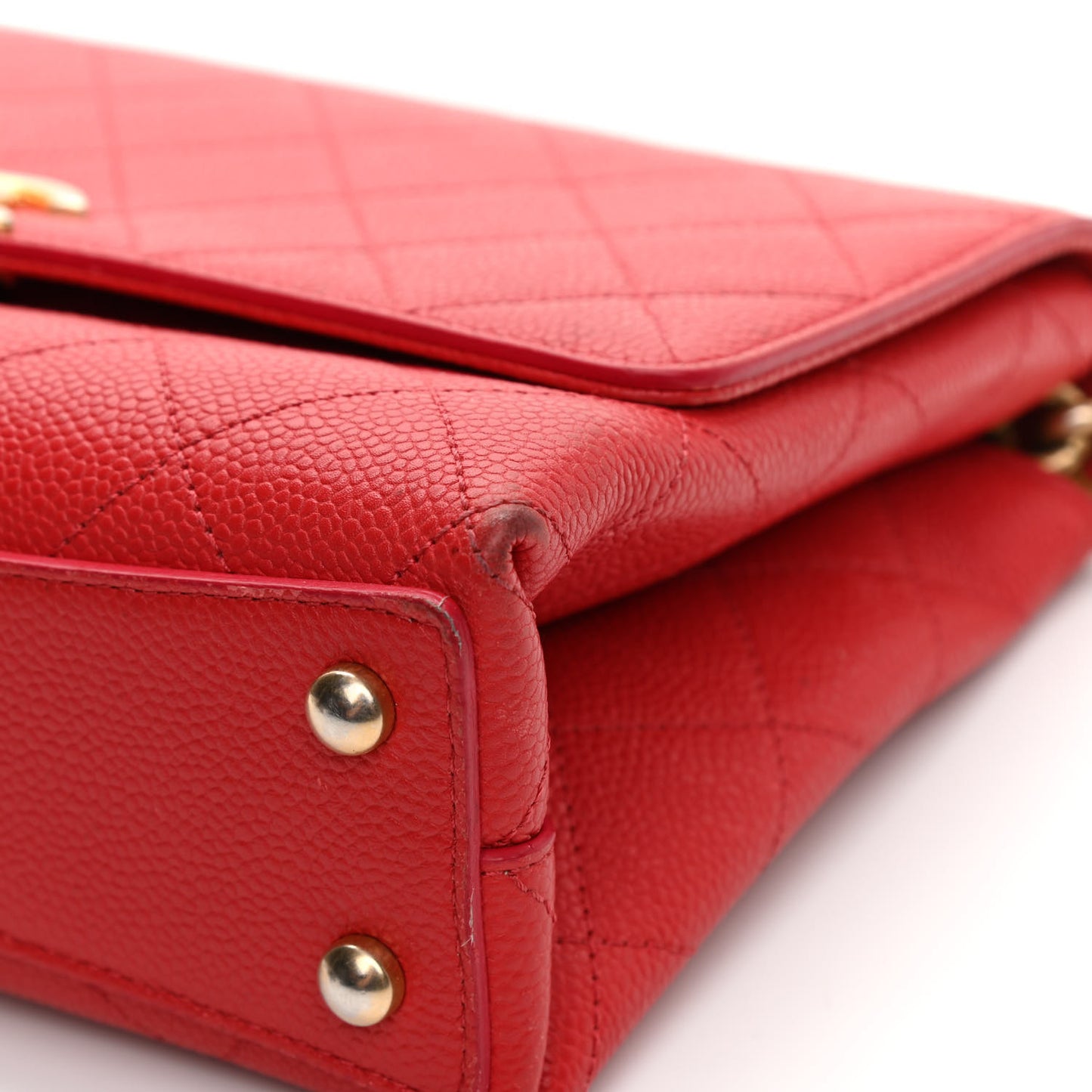 Grained Calfskin Small Stitched Flap Red