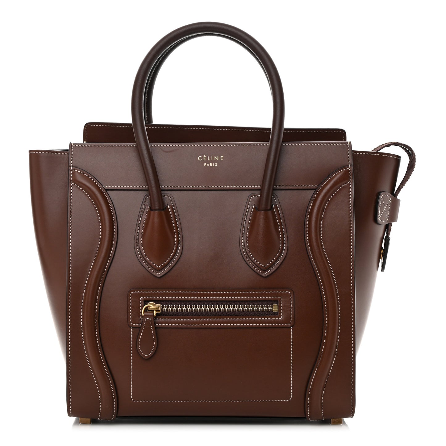 Satinated Natural Calfskin Micro Luggage Dark Brown