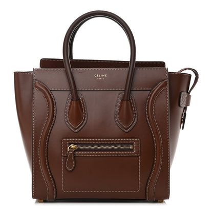 Celine Satinated Natural Calfskin Micro Luggage Dark Brown 1 of 13