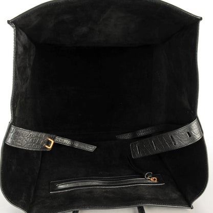 Celine Crocodile Embossed Calfskin Medium Phantom Luggage Black 5 of 7