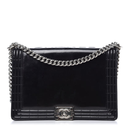 Chanel Glazed Calfskin Large Boy Flap Black 1 of 13