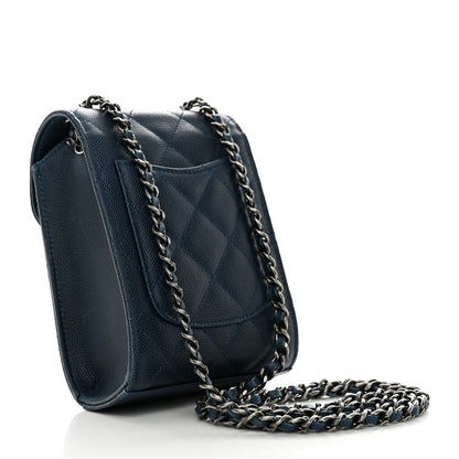 Chanel Caviar Quilted Extra Mini Wallet On Chain WOC Blue 2 of 10