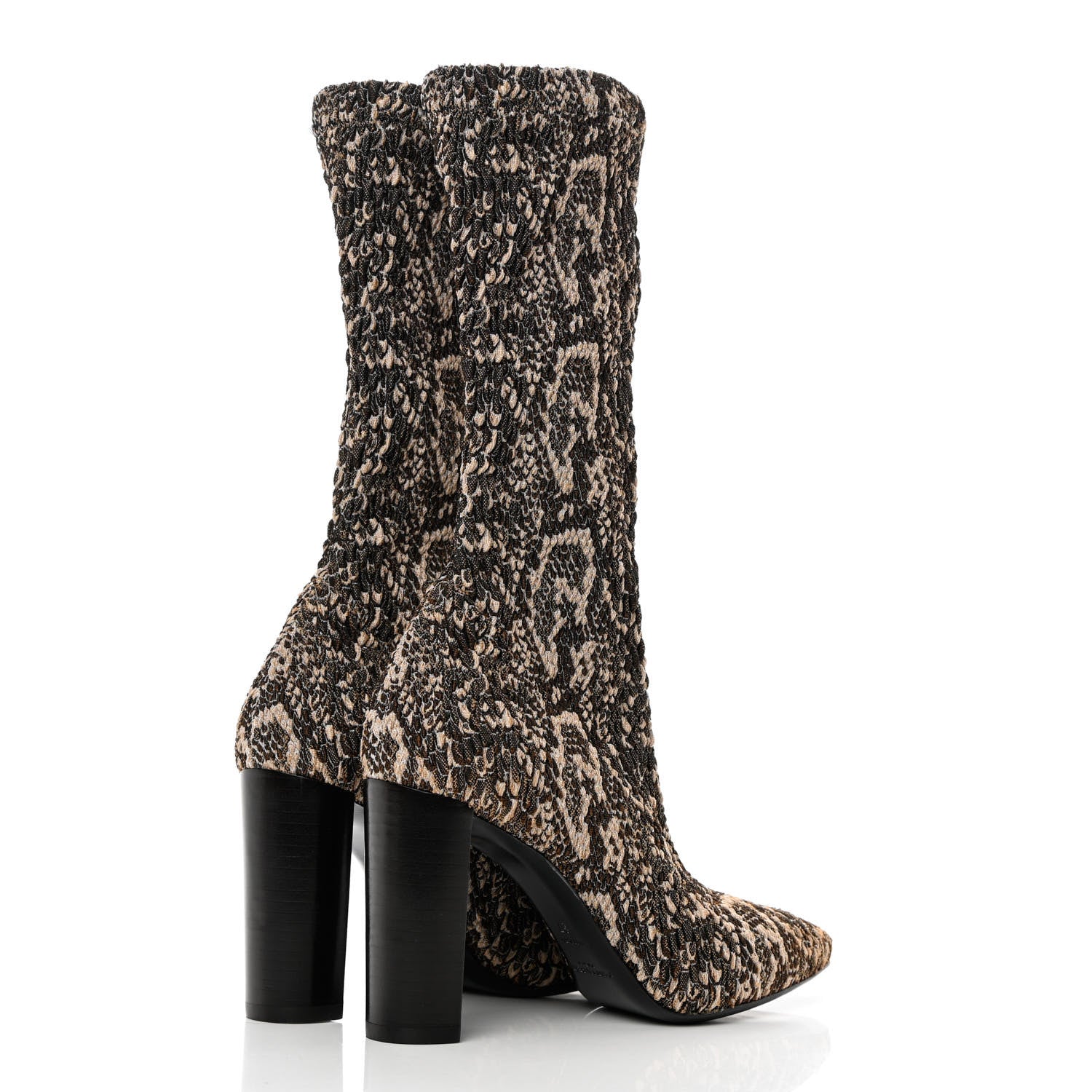 Saint Laurent Stretch Fabric Calf Heel Boots 37 Beige Vintage 7 of 11