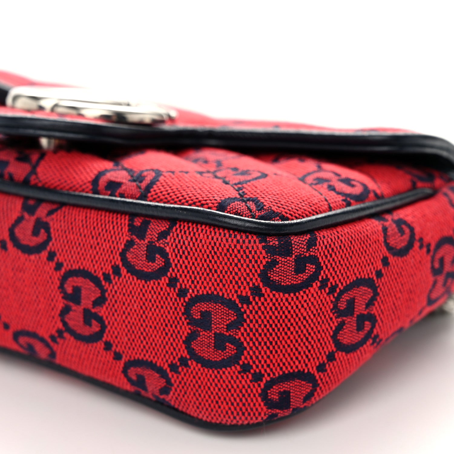 Gucci Monogram Multicolor Matelasse Diagonal Super Mini GG Marmont Shoulder Bag Red Blue 10 of 10