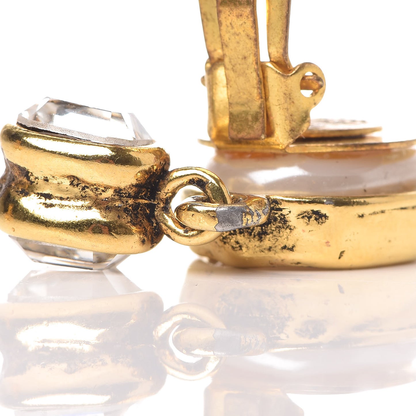 Pearl Crystal Drop Clip On Earrings