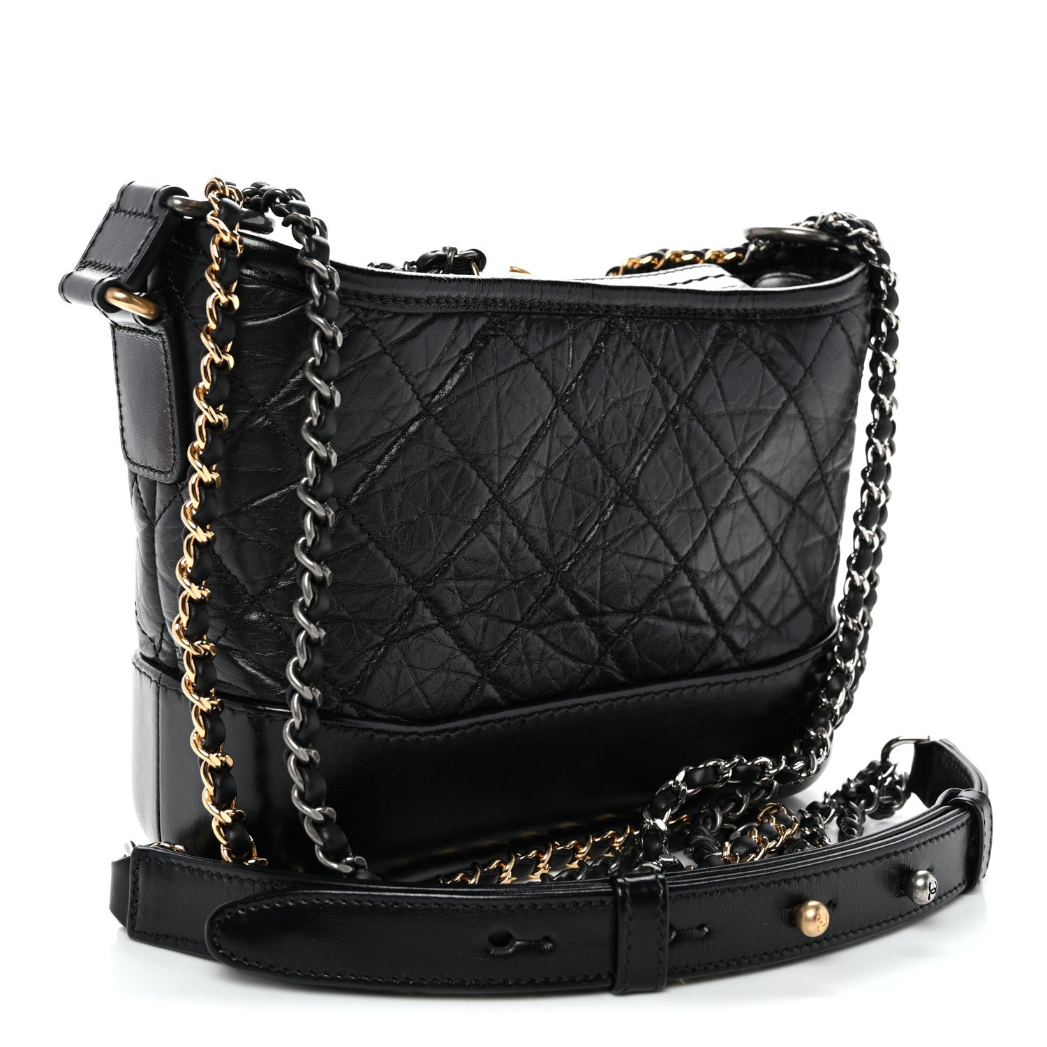 Chanel Aged Calfskin Quilted Small Gabrielle Hobo Black 3 of 11