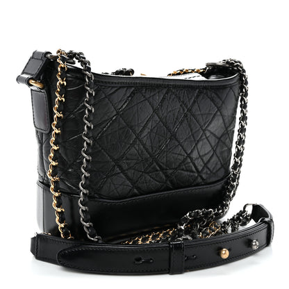 Chanel Aged Calfskin Quilted Small Gabrielle Hobo Black 3 of 11