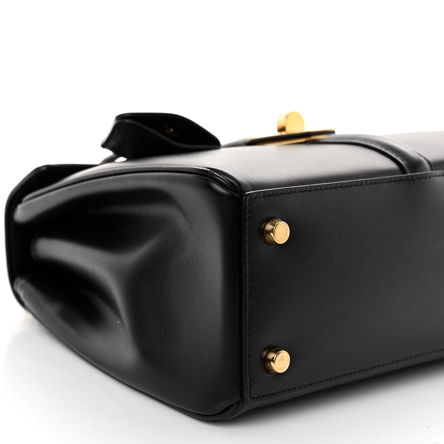 Satinated Calfskin Mini 16 Top Handle Bag Black