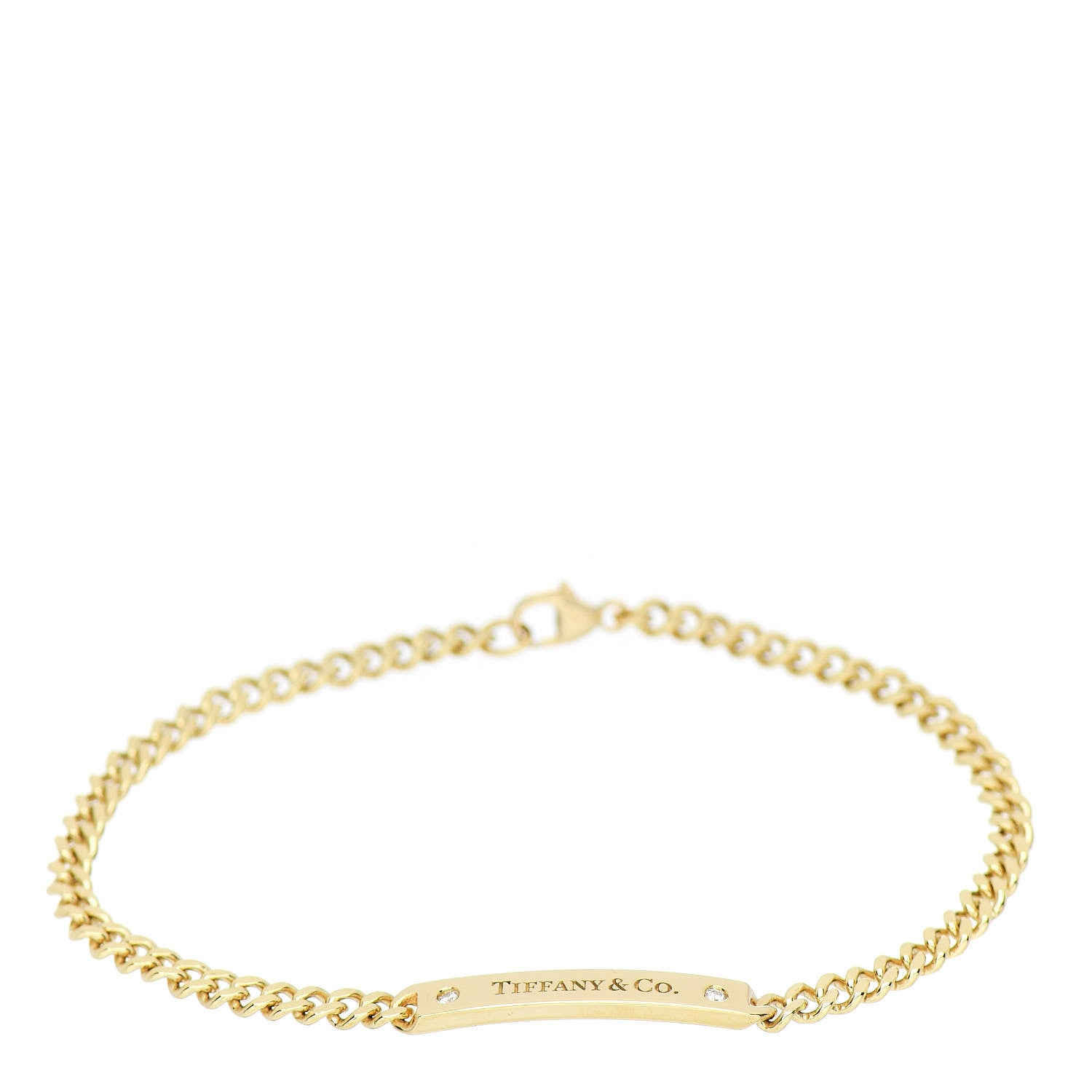 Tiffany 18K Yellow Gold Diamond Micro Link ID Chain Bracelet 1 of 4