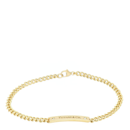 Tiffany 18K Yellow Gold Diamond Micro Link ID Chain Bracelet 1 of 4