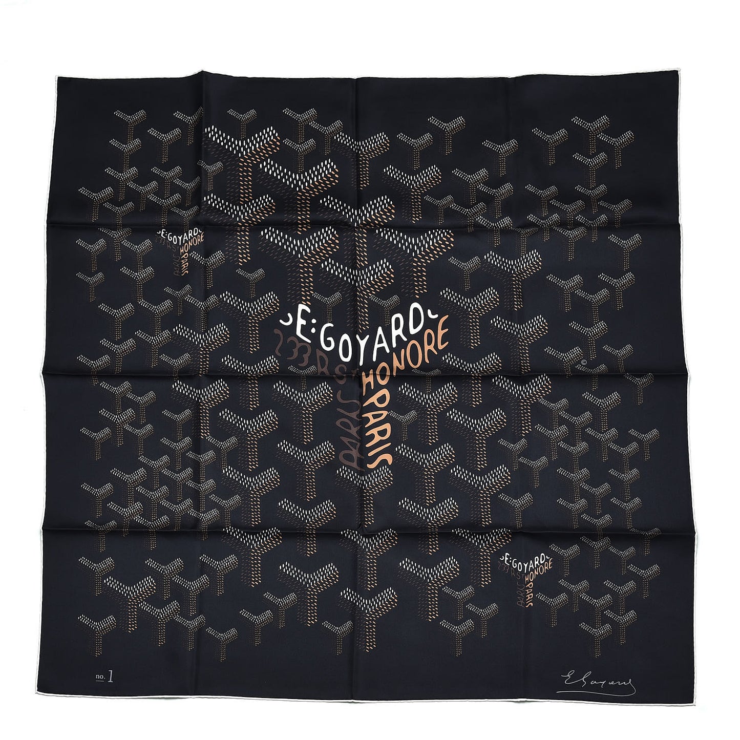 Silk Goyardine Scarf Black