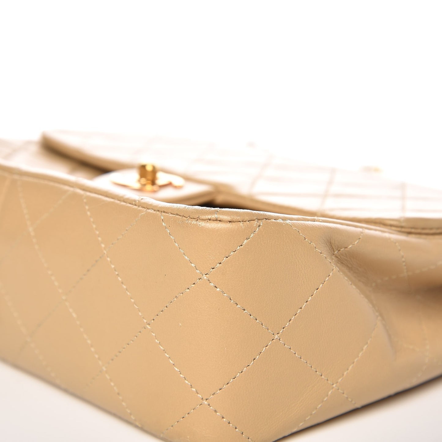 Lambskin Quilted Small Flap Beige