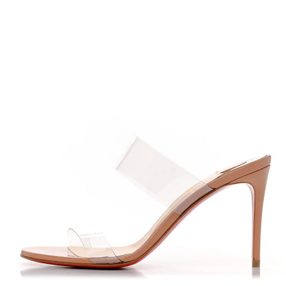 Christian Louboutin Patent PVC Just Nothing 85 Slide Sandals 36 Nude 1 of 8
