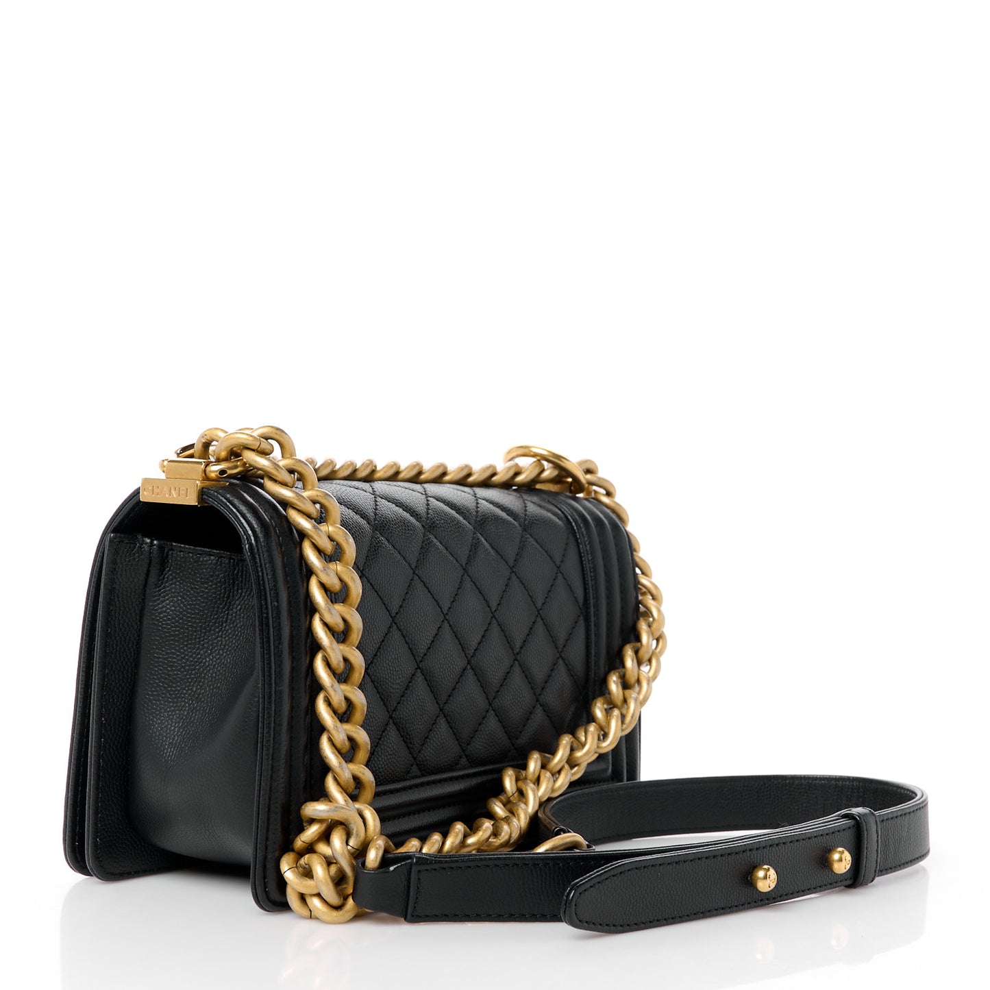 Caviar Quilted Small Boy Flap Black