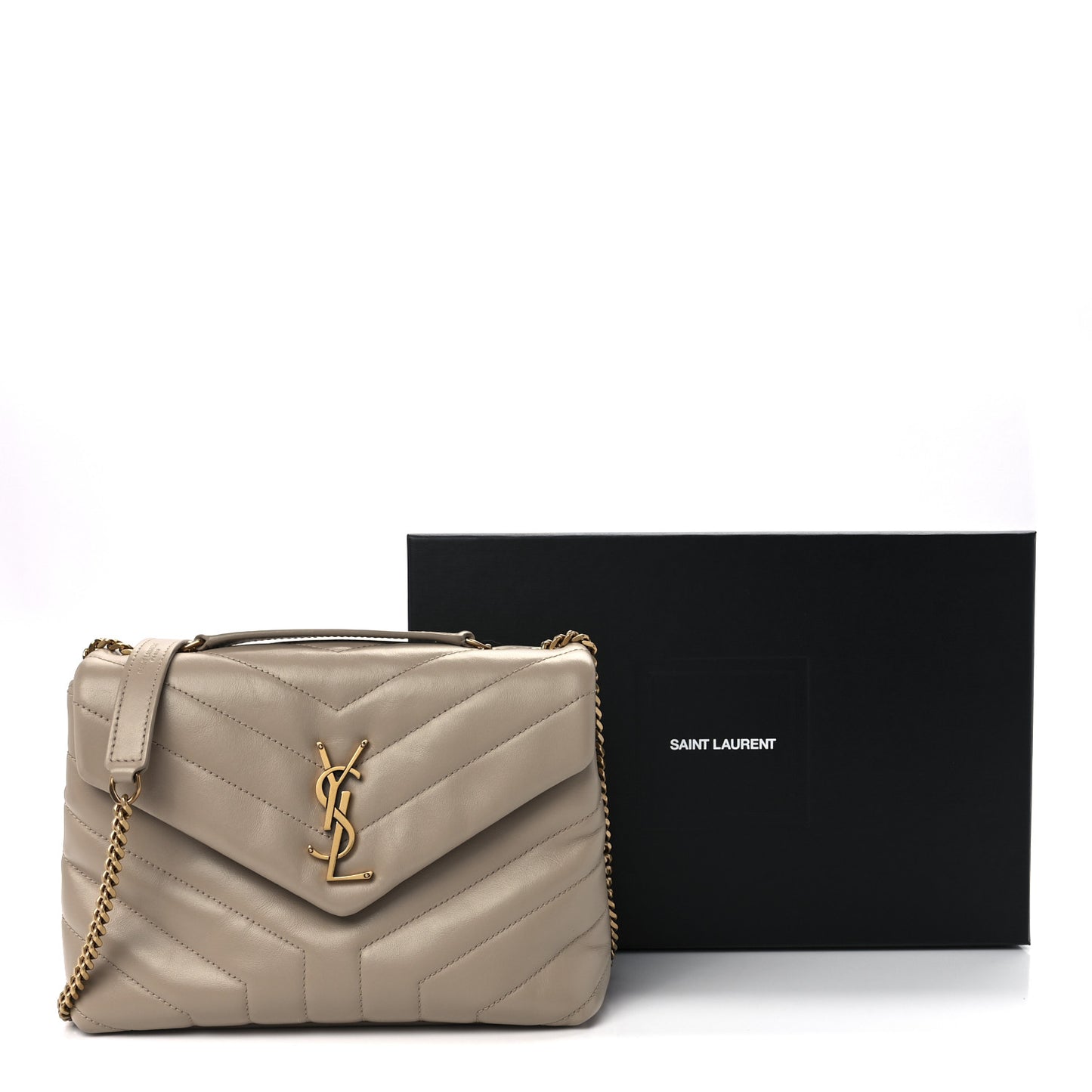 Calfskin Y Quilted Monogram Small Loulou Chain Satchel Dark Beige